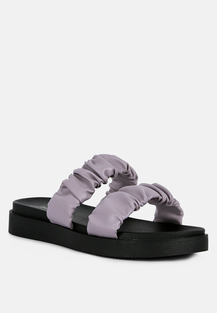 Maiden Platform Faux Leather Ruched Strap Platform Sandals
