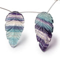 Fluorite Hand Carved Leaf Focal Set of 2 Beads AAA