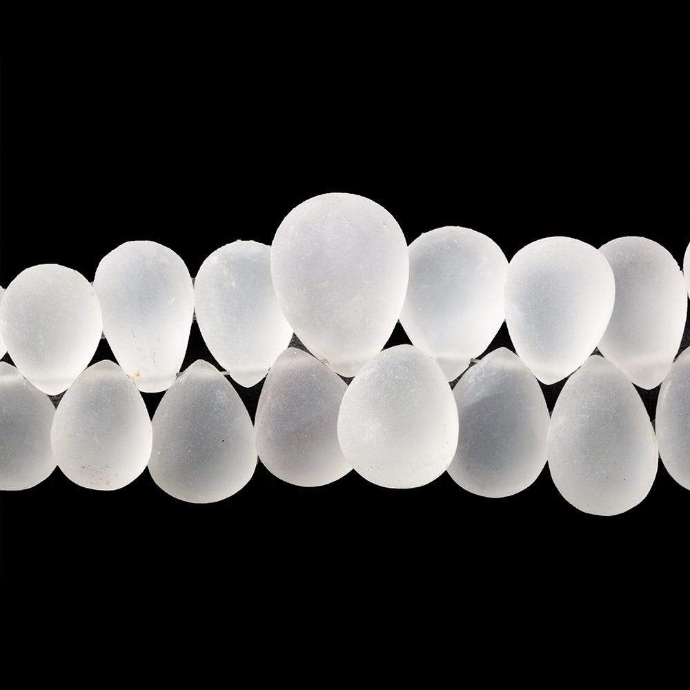 8x6-16x11mm Frosted Crystal Quartz Plain Pear Beads 8 inch 55 pieces