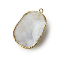 Gold Leafed Drift White Concave Drusy Pendant 1 focal bead 36x27x12mm  A Grade