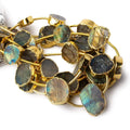 Gold Leafed Labradorite plain slice strand 7 beads 13x10-18x15mm