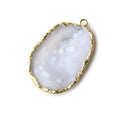 Gold Leafed Pebbled White Concave Drusy Pendant 1 focal bead 32x23x7mm  A Grade