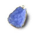 Gold Leafed Santorini Blue Concave Drusy Pendant 1 focal bead 34x26x11mm  A Grade