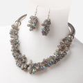 Labradorite Faceted Tear Drop Antiqued Silver Necklace and Earring Set AAA