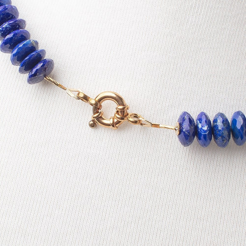 Lapis Lazuli German Faceted Rondelle Necklace with a 14kt Gold Clasp AAA