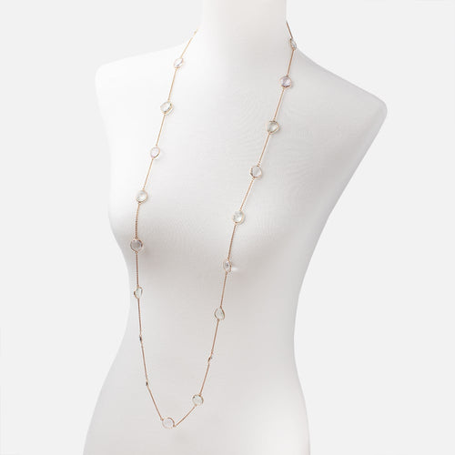Multi Gemstone Faceted Nugget Vermeil Bezel Chain Necklace