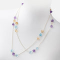 Multi Gemstone Faceted Trillion .925 Silver Chain Necklace AAA