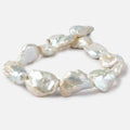 Off White Souffle Straight Drilled Baroque Freshwater Pearls 16 inch 15 beads 24x18-31x23mm