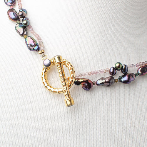 Peacock Pearl and Spinel Necklace