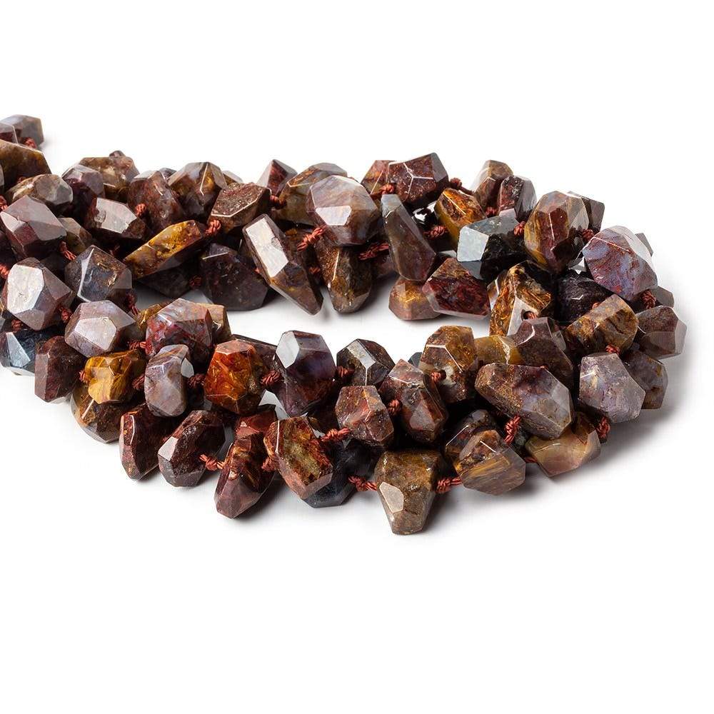 11x9-14x10mm Pietersite side drilled faceted nuggets 16 inch 31 beads