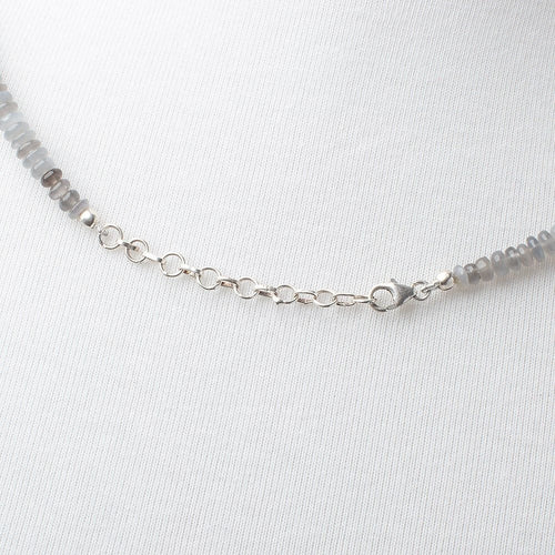 Platinum Moonstone Plain Rondelle Necklace AAA
