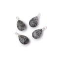 Set of 4 Silver Wire Wrapped 9x6mm Celestial Quartz Faceted Pear Focals