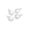 Set of 4 Silver Wire Wrapped 9x6mm Crystal Quartz Faceted Pear Focals