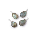 Set of 4 Silver Wire Wrapped 9x6mm Labradorite Faceted Pear Focals