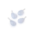 Set of 4 Silver Wire Wrapped 9x6mm Natural Chalcedony Faceted Pear Focals