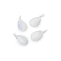 Set of 4 Silver Wire Wrapped 9x6mm Rainbow Moonstone Faceted Pear Focals