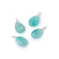 Set of 4 Sterling Silver Wire Wrapped 9x6mm Amazonite Faceted Pear Focals