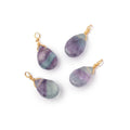 Set of 4 Vermeil Wire Wrapped 9x6mm Fluorite Faceted Pear Focals