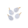 Set of 4 Vermeil Wire Wrapped 9x6mm Natural Chalcedony Faceted Pear Focals