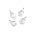 Set of 4 Vermeil Wire Wrapped 9x6mm Prasiolite Faceted Pear Focals