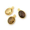 Set of Three 11x9mm Vermeil Bezel Whiskey Quartz Faceted Oval Pendants