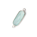 Silver .925 Bezeled Seafoam Green Chalcedony oval Connector  focal