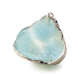 Silver Leafed Baby Blue Concave Drusy Pendant 1 focal bead 26x28x16mm  A Grade
