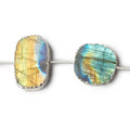 11x9-21x19mm Silver Leafed Labradorite plain slice strand 7 beads