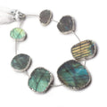 Silver Leafed Labradorite plain slice strand 7 beads 14x11-28x24mm