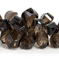 10x7-20x11mm Smoky Quartz Top Drilled Faceted Twist Beads 8 inch 80 pieces