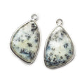 Sterling Silver Bezel Dendritic Opal Freeform Shape Focal Set of 2 pendants 20x15mm