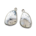 Sterling Silver Bezel Dendritic Opal Freeform Shape Set of 2 Pendants 22x16mm
