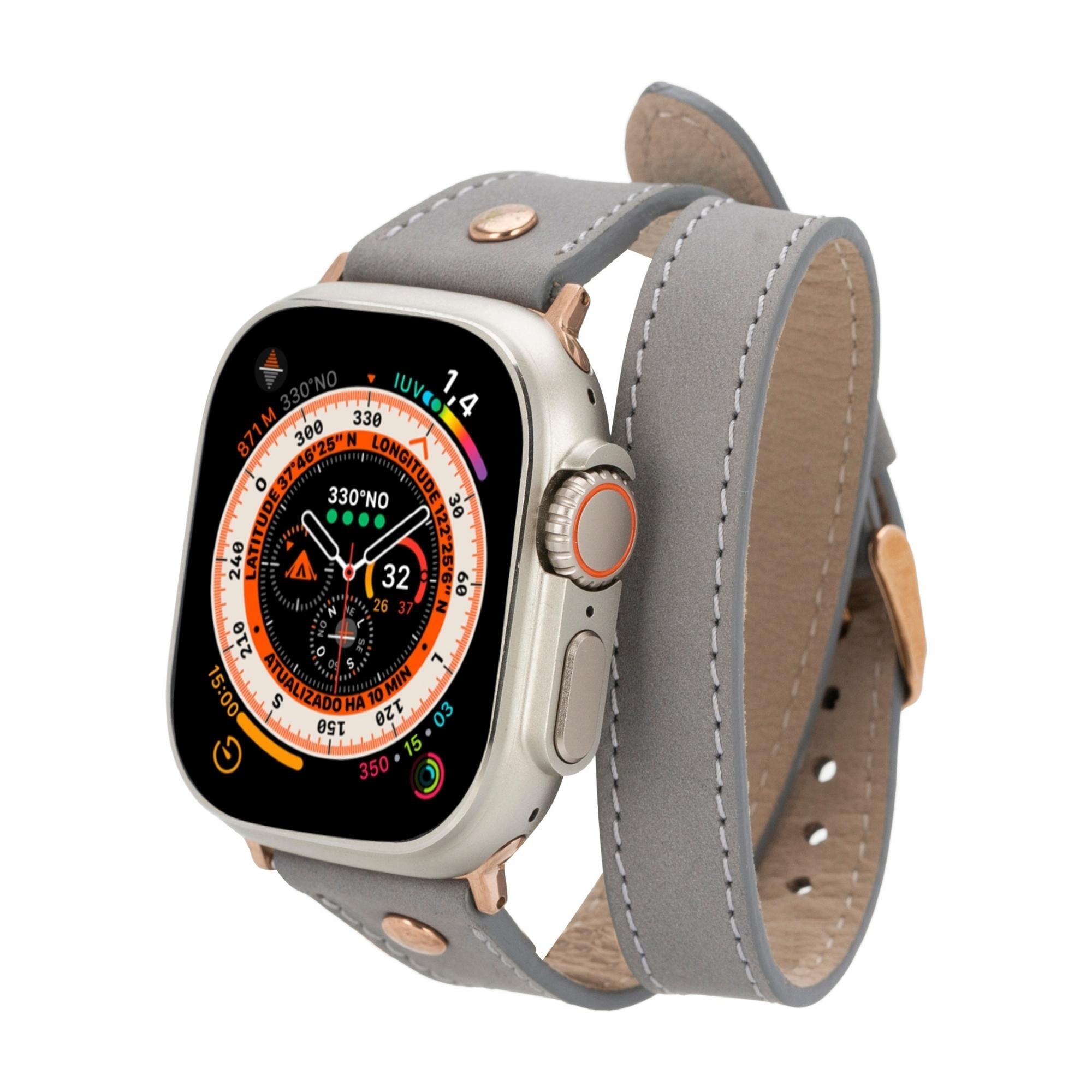 Syracuse Double Tour Leather Bands for Apple Watch 9, Ultra 2 and SE