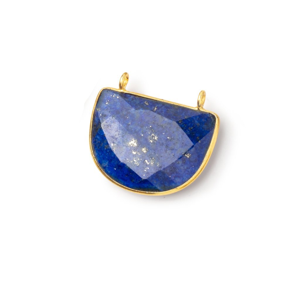 Vermeil Bezel Lapis Lazuli Faceted Half Moon Connector 1 piece
